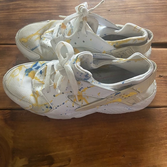 Nike Air Huarache 7 paint splatter youth sneakers unisex laced low tops custom - Picture 4 of 9